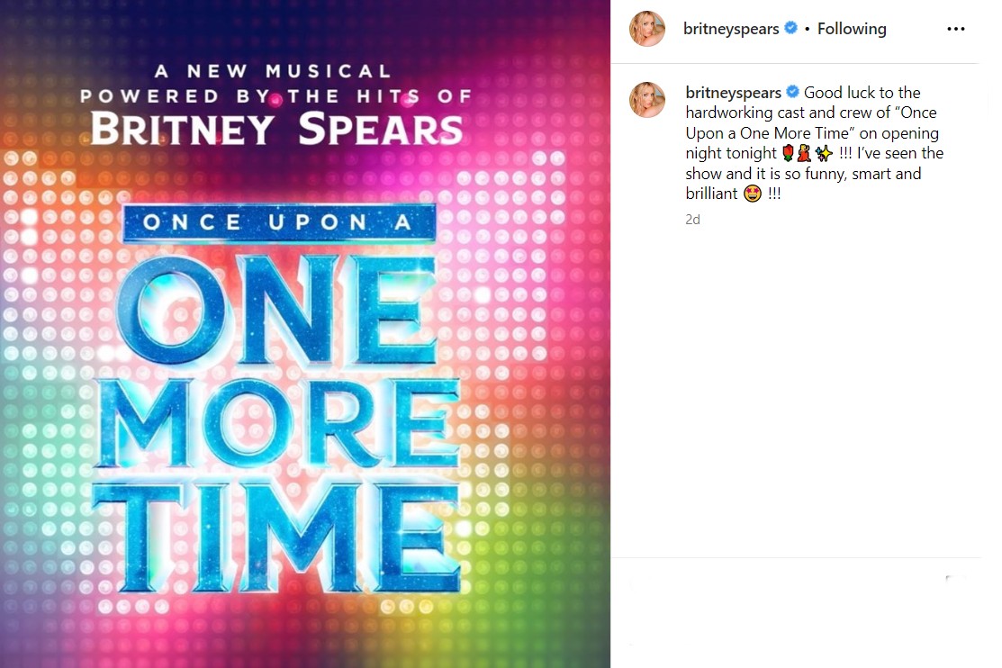 Britney Spears Sends Her Love To Once Upon a One More Time On Opening Night